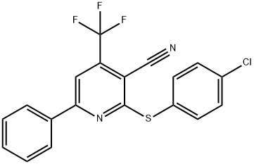 2-[(4-CHLOROPHENYL)SULFANYL]-6-PHENYL-4-(TRIFLUOROMETHYL)NICOTINONITRILE Struktur