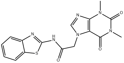 N-1,3-BENZOTHIAZOL-2-YL-2-(1,3-DIMETHYL-2,6-DIOXO-1,2,3,6-TETRAHYDRO-7H-PURIN-7-YL)ACETAMIDE Struktur