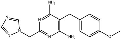 5-(4-METHOXYBENZYL)-2-(1H-1,2,4-TRIAZOL-1-YLMETHYL)-4,6-PYRIMIDINEDIAMINE Struktur