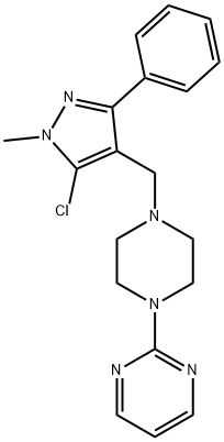 2-(4-[(5-CHLORO-1-METHYL-3-PHENYL-1H-PYRAZOL-4-YL)METHYL]PIPERAZINO)PYRIMIDINE Struktur