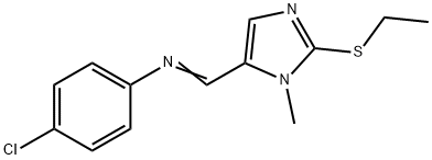 4-CHLORO-N-([2-(ETHYLSULFANYL)-1-METHYL-1H-IMIDAZOL-5-YL]METHYLENE)ANILINE Struktur