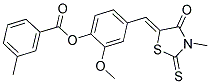 2-METHOXY-4-[(Z)-(3-METHYL-4-OXO-2-THIOXO-1,3-THIAZOLIDIN-5-YLIDENE)METHYL]PHENYL 3-METHYLBENZOATE Struktur