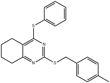 2-[(4-METHYLBENZYL)SULFANYL]-4-(PHENYLSULFANYL)-5,6,7,8-TETRAHYDROQUINAZOLINE Struktur