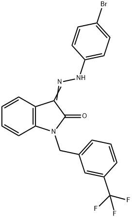 1-[3-(TRIFLUOROMETHYL)BENZYL]-1H-INDOLE-2,3-DIONE 3-[N-(4-BROMOPHENYL)HYDRAZONE] Struktur