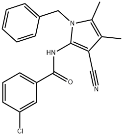 N-(1-BENZYL-3-CYANO-4,5-DIMETHYL-1H-PYRROL-2-YL)-3-CHLOROBENZENECARBOXAMIDE Struktur