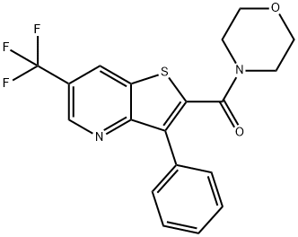 MORPHOLINO[3-PHENYL-6-(TRIFLUOROMETHYL)THIENO[3,2-B]PYRIDIN-2-YL]METHANONE Struktur