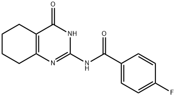 4-FLUORO-N-(4-OXO-3,4,5,6,7,8-HEXAHYDRO-2-QUINAZOLINYL)BENZENECARBOXAMIDE Struktur