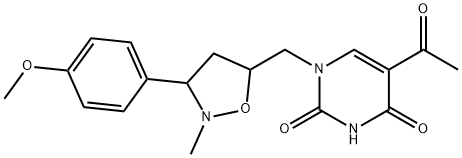 5-ACETYL-1-([3-(4-METHOXYPHENYL)-2-METHYLTETRAHYDRO-5-ISOXAZOLYL]METHYL)-2,4(1H,3H)-PYRIMIDINEDIONE Struktur