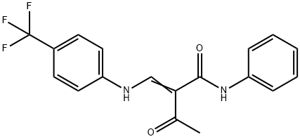 2-ACETYL-N-PHENYL-3-((4-(TRIFLUOROMETHYL)PHENYL)AMINO)PROP-2-ENAMIDE Struktur