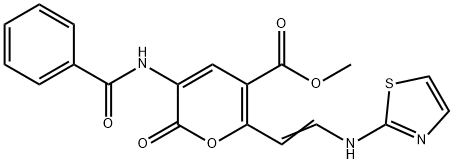 METHYL 3-(BENZOYLAMINO)-2-OXO-6-[(E)-2-(1,3-THIAZOL-2-YLAMINO)ETHENYL]-2H-PYRAN-5-CARBOXYLATE Struktur