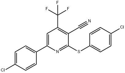 6-(4-CHLOROPHENYL)-2-[(4-CHLOROPHENYL)SULFANYL]-4-(TRIFLUOROMETHYL)NICOTINONITRILE Struktur