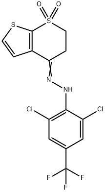 2,3-DIHYDRO-1LAMBDA6-THIENO[2,3-B]THIOPYRAN-1,1,4-TRIONE 4-(N-[2,6-DICHLORO-4-(TRIFLUOROMETHYL)PHENYL]HYDRAZONE) Struktur