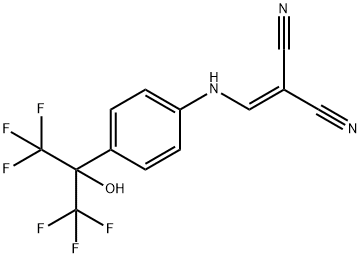 (((4-(2,2,2-TRIFLUORO-1-HYDROXY-1-(TRIFLUOROMETHYL)ETHYL)PHENYL)AMINO)METHYLENE)METHANE-1,1-DICARBONITRILE Struktur