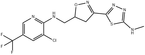 3-CHLORO-N-((3-[5-(METHYLAMINO)-1,3,4-THIADIAZOL-2-YL]-4,5-DIHYDRO-5-ISOXAZOLYL)METHYL)-5-(TRIFLUOROMETHYL)-2-PYRIDINAMINE Struktur