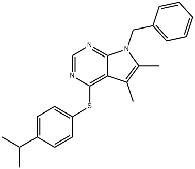 7-BENZYL-4-[(4-ISOPROPYLPHENYL)SULFANYL]-5,6-DIMETHYL-7H-PYRROLO[2,3-D]PYRIMIDINE Struktur