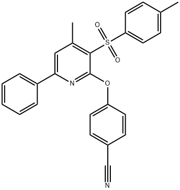 4-((4-METHYL-3-[(4-METHYLPHENYL)SULFONYL]-6-PHENYL-2-PYRIDINYL)OXY)BENZENECARBONITRILE Struktur