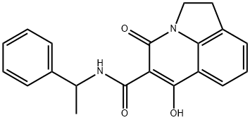 6-HYDROXY-4-OXO-N-(1-PHENYLETHYL)-1,2-DIHYDRO-4H-PYRROLO[3,2,1-IJ]QUINOLINE-5-CARBOXAMIDE Struktur