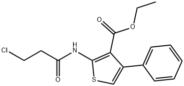 3-THIOPHENECARBOXYLIC ACID, 2-[(3-CHLORO-1-OXOPROPYL)AMINO]-4-PHENYL-, ETHYL ESTER Struktur