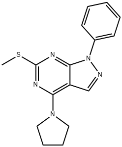 6-(METHYLSULFANYL)-1-PHENYL-4-(1-PYRROLIDINYL)-1H-PYRAZOLO[3,4-D]PYRIMIDINE Struktur