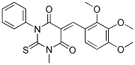 (5E)-1-METHYL-3-PHENYL-2-THIOXO-5-(2,3,4-TRIMETHOXYBENZYLIDENE)DIHYDROPYRIMIDINE-4,6(1H,5H)-DIONE Struktur