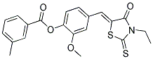 4-[(Z)-(3-ETHYL-4-OXO-2-THIOXO-1,3-THIAZOLIDIN-5-YLIDENE)METHYL]-2-METHOXYPHENYL 3-METHYLBENZOATE Struktur