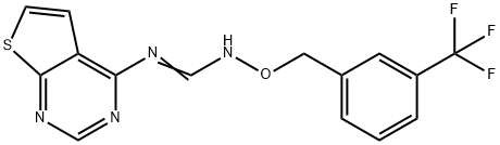 N-THIENO[2,3-D]PYRIMIDIN-4-YL-N'-([3-(TRIFLUOROMETHYL)BENZYL]OXY)IMINOFORMAMIDE Struktur