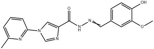 N'-[(E)-(4-HYDROXY-3-METHOXYPHENYL)METHYLIDENE]-1-(6-METHYL-2-PYRIDINYL)-1H-IMIDAZOLE-4-CARBOHYDRAZIDE Struktur