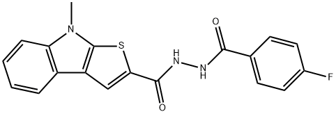 N'-(4-FLUOROBENZOYL)-8-METHYL-8H-THIENO[2,3-B]INDOLE-2-CARBOHYDRAZIDE Struktur