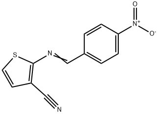 2-([(E)-(4-NITROPHENYL)METHYLIDENE]AMINO)-3-THIOPHENECARBONITRILE Struktur