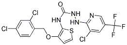 2-[3-CHLORO-5-(TRIFLUOROMETHYL)-2-PYRIDINYL]-N-(3-[(2,4-DICHLOROBENZYL)OXY]-2-THIENYL)-1-HYDRAZINECARBOXAMIDE Struktur