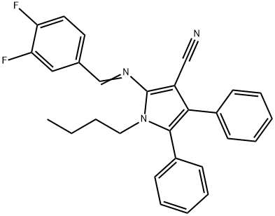 1-BUTYL-2-([(E)-(3,4-DIFLUOROPHENYL)METHYLIDENE]AMINO)-4,5-DIPHENYL-1H-PYRROLE-3-CARBONITRILE Struktur