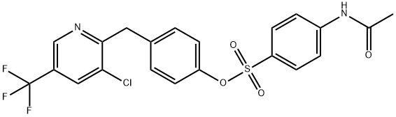 4-([3-CHLORO-5-(TRIFLUOROMETHYL)-2-PYRIDINYL]METHYL)PHENYL 4-(ACETYLAMINO)BENZENESULFONATE Struktur