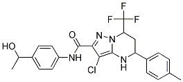 3-CHLORO-N-(4-(1-HYDROXYETHYL)PHENYL)-5-P-TOLYL-7-(TRIFLUOROMETHYL)-4,5,6,7-TETRAHYDROPYRAZOLO[1,5-A]PYRIMIDINE-2-CARBOXAMIDE Struktur