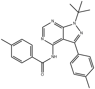 N-[1-(TERT-BUTYL)-3-(4-METHYLPHENYL)-1H-PYRAZOLO[3,4-D]PYRIMIDIN-4-YL]-4-METHYLBENZENECARBOXAMIDE Struktur