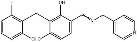 2-(2-CHLORO-6-FLUOROBENZYL)-4-([(4-PYRIDINYLMETHYL)IMINO]METHYL)-1,3-BENZENEDIOL Struktur