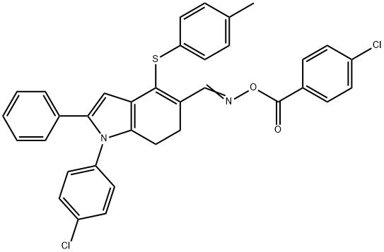 5-(([(4-CHLOROBENZOYL)OXY]IMINO)METHYL)-1-(4-CHLOROPHENYL)-4-[(4-METHYLPHENYL)SULFANYL]-2-PHENYL-6,7-DIHYDRO-1H-INDOLE Struktur