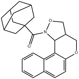 3A,11C-DIHYDRO-3H-BENZO[5,6]CHROMENO[4,3-C]ISOXAZOL-1(4H)-YL(1-ADAMANTYL)METHANONE Struktur