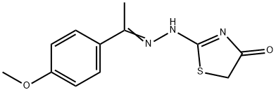 2-((E)-2-[(E)-1-(4-METHOXYPHENYL)ETHYLIDENE]HYDRAZONO)-1,3-THIAZOLAN-4-ONE Struktur