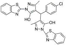 4,4'-((4-CHLOROPHENYL)METHYLENE)BIS(1-(BENZO[D]THIAZOL-2-YL)-3-METHYL-1H-PYRAZOL-5-OL) Struktur