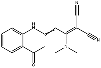 2-[3-(2-ACETYLANILINO)-1-(DIMETHYLAMINO)-2-PROPENYLIDENE]MALONONITRILE Struktur