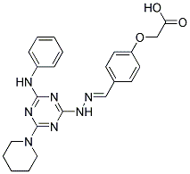 (E)-2-(4-((2-(4-(PHENYLAMINO)-6-(PIPERIDIN-1-YL)-1,3,5-TRIAZIN-2-YL)HYDRAZONO)METHYL)PHENOXY)ACETIC ACID Struktur