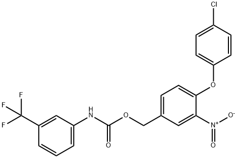 4-(4-CHLOROPHENOXY)-3-NITROBENZYL N-[3-(TRIFLUOROMETHYL)PHENYL]CARBAMATE Struktur