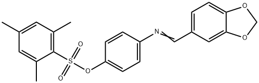 4-[(1,3-BENZODIOXOL-5-YLMETHYLENE)AMINO]PHENYL 2,4,6-TRIMETHYLBENZENESULFONATE Struktur