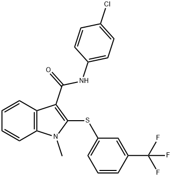 N-(4-CHLOROPHENYL)-1-METHYL-2-([3-(TRIFLUOROMETHYL)PHENYL]SULFANYL)-1H-INDOLE-3-CARBOXAMIDE Struktur