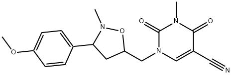 1-([3-(4-METHOXYPHENYL)-2-METHYLTETRAHYDRO-5-ISOXAZOLYL]METHYL)-3-METHYL-2,4-DIOXO-1,2,3,4-TETRAHYDRO-5-PYRIMIDINECARBONITRILE Struktur