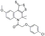 5-[(4-CHLOROPHENOXY)ACETYL]-8-METHOXY-4,4-DIMETHYL-4,5-DIHYDRO-1H-[1,2]DITHIOLO[3,4-C]QUINOLINE-1-THIONE Struktur