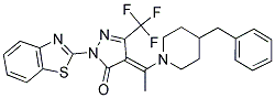 (E)-1-(BENZO[D]THIAZOL-2-YL)-4-(1-(4-BENZYLPIPERIDIN-1-YL)ETHYLIDENE)-3-(TRIFLUOROMETHYL)-1H-PYRAZOL-5(4H)-ONE Struktur