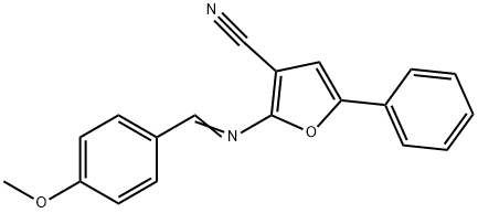 2-([(E)-(4-METHOXYPHENYL)METHYLIDENE]AMINO)-5-PHENYL-3-FURONITRILE Struktur