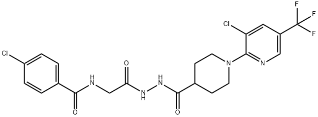 4-CHLORO-N-(2-[2-((1-[3-CHLORO-5-(TRIFLUOROMETHYL)-2-PYRIDINYL]-4-PIPERIDINYL)CARBONYL)HYDRAZINO]-2-OXOETHYL)BENZENECARBOXAMIDE Struktur