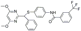 N-[4-[A-(4,6-DIMETHOXYPYRIMIDIN-2-YL)BENZYLTHIO]PHENYL]-3-(TRIFLUOROMETHYL)BENZAMIDE Struktur